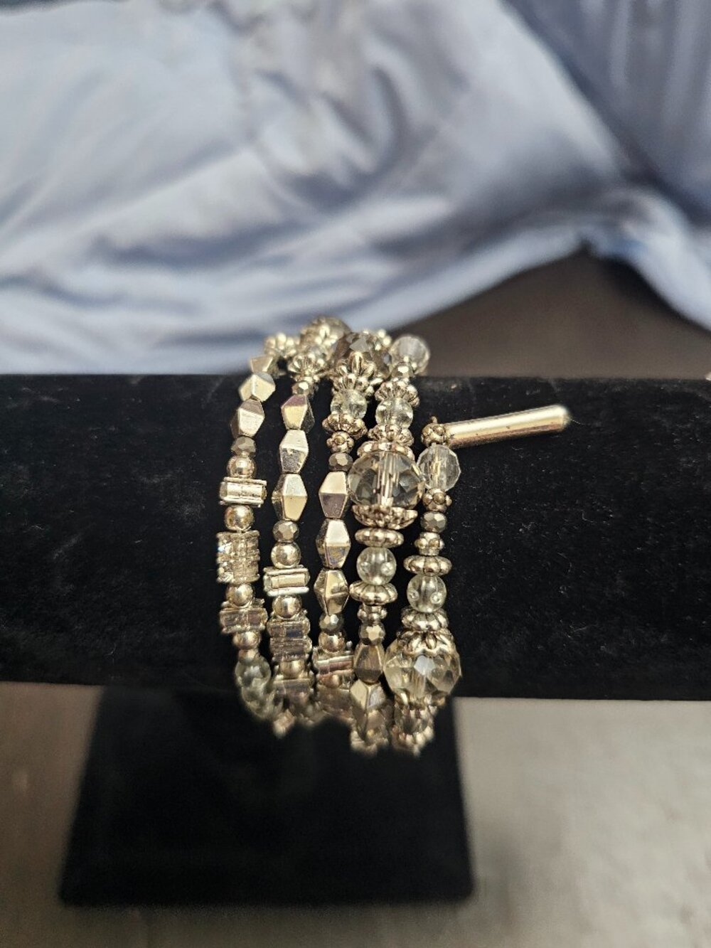 Premier Designs Silver Wire Coil Wrap Bracelet EUC!